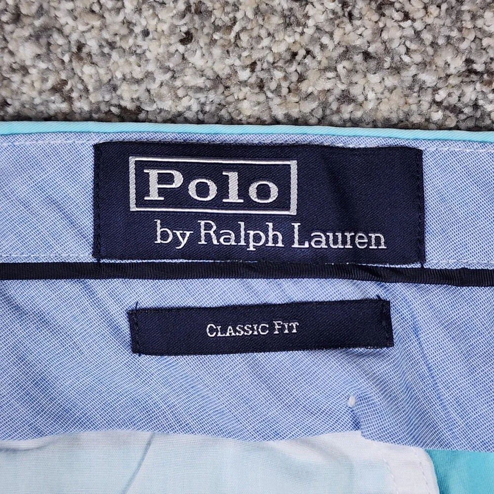 Polo Ralph Lauren Shorts Mens 42 Classic Fit Pima Cotton Chino Blue Excellent